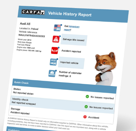 CARFAX Vehicle History Report Sample